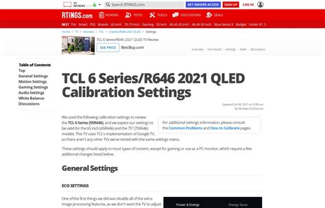 TCL 6 Series/R646 2021 QLED Calibration Settings .